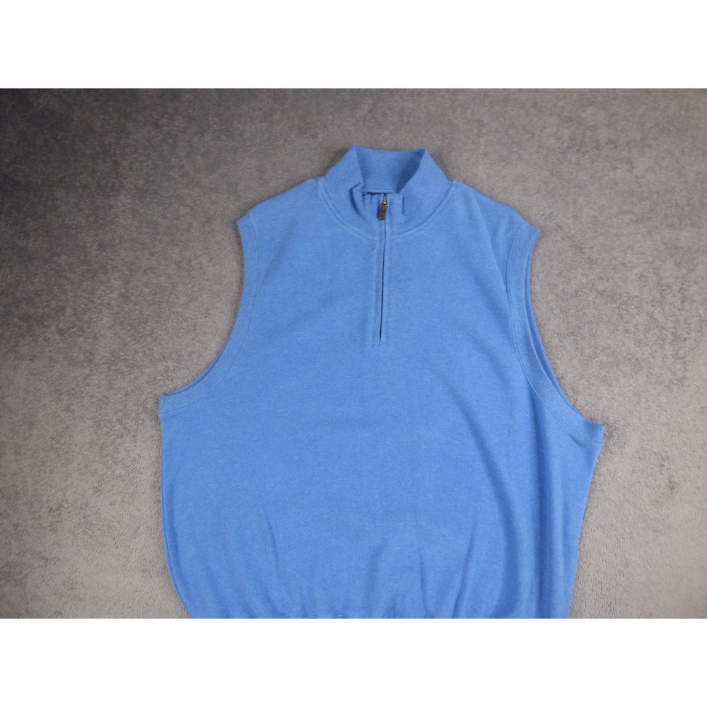 Robert Trent Jones 1/4 Zip Golf Sweater Vest Medium Mens Blue 100% Cotton